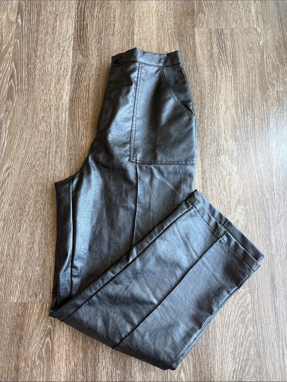 Princess Polly Faux Leather High-Waist Trousers